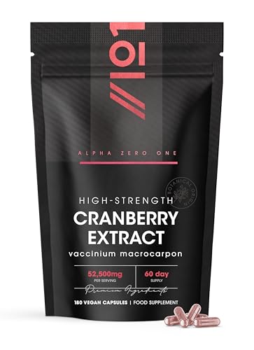 ALPHA01 Cranberry Extract 52,500mg â€“ 180 Vegan Capsules â€“ High Strength 50:1 Cranberry Extract (Vaccinium Macrocarpon) â€“ Resealable and Recyclable Pouch by Alpha01 - Image 1